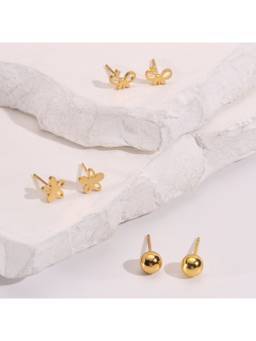 Salty - Golden Mood Switch Stud Earrings (Pack Of 3)