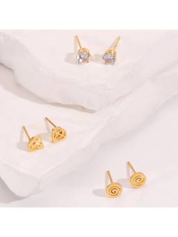 Salty - Iconic Trio Stud Earrings (Pack Of 3)