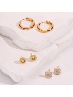 Salty - Gilded Trio Earrings (Pack Of 3)