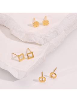 Salty - Geometry Mini Stud Earrings (Pack Of 3)
