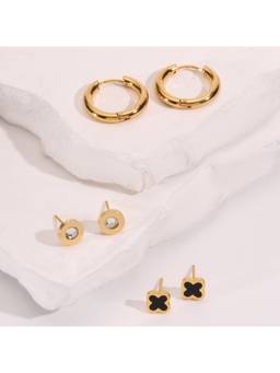 Salty - Noir Clover Earrings (Pack Of 3)
