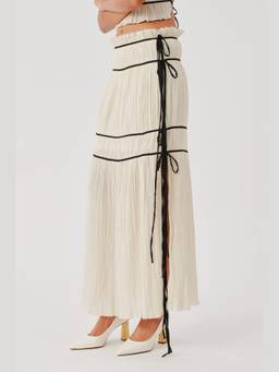 AROKA - Cream Textured Amour Maxi Skirt