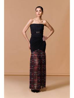 S&N by Shantnu Nikhil - Draped Pleated Multicolor Maxi Skirt