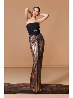 S&N by Shantnu Nikhil - Stripe Drape Multicolor Maxi Skirt