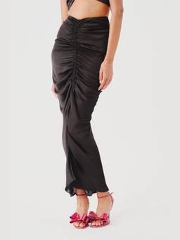 AROKA - Black Cirrus Solid Maxi Skirt