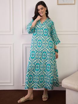 InWeave - Cream Printed A-Line Dress