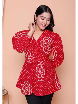 Miravan - Red Printed Regular Top