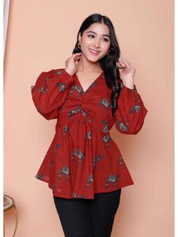 Miravan - Brown Printed Regular Top