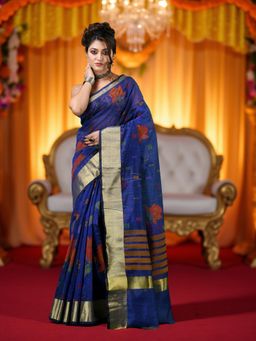 DESH BIDESH - Blue Printed Printed Saree