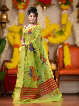 DESH BIDESH - Green Printed Printed Saree