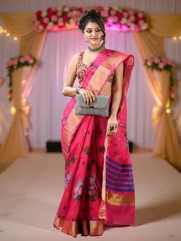 DESH BIDESH - Pink Printed Printed Saree