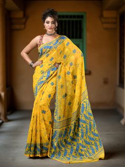 DESH BIDESH - Yellow Printed Woven Saree