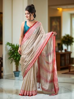 DESH BIDESH - Gold Woven Zari Saree