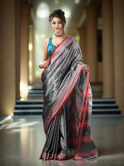 DESH BIDESH - Grey Woven Zari Saree