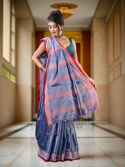 DESH BIDESH - Purple Woven Zari Saree