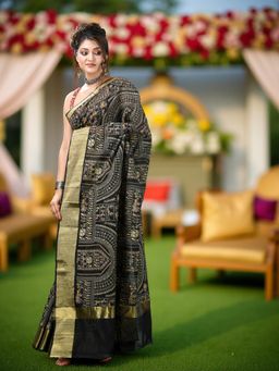 DESH BIDESH - Black Printed Printed Saree