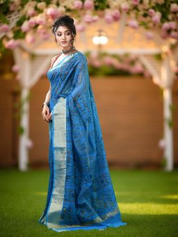 DESH BIDESH - Blue Printed Printed Saree