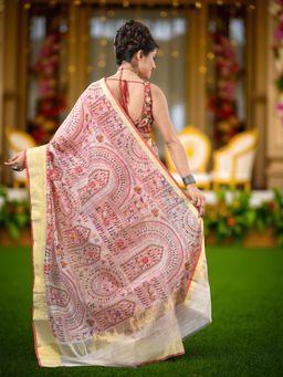 DESH BIDESH - White Printed Printed Saree