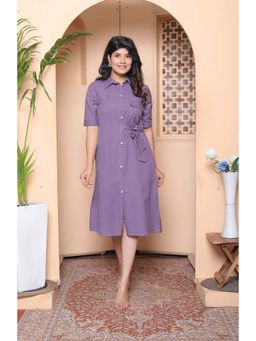 Miravan - Purple Solid A-Line Dress