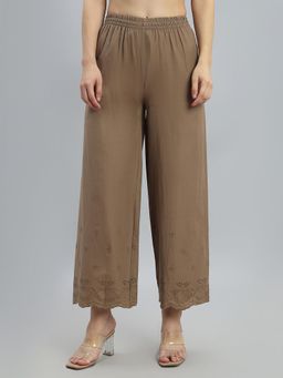 Go Colors - Brown Solid Wide Palazzo