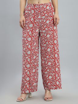 Go Colors - Red Floral Wide Palazzo