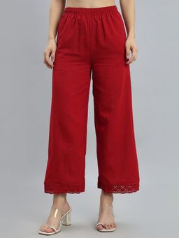 Go Colors - Red Solid Wide Palazzo