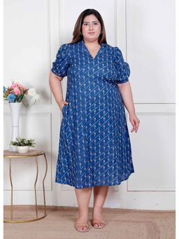 Miravan - Blue Floral A-Line Dress