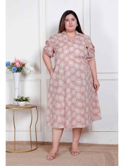 Miravan - Brown Floral A-Line Dress