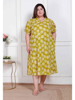 Miravan - Yellow Floral A-Line Dress