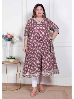 Miravan - Maroon Floral Regular Kurta