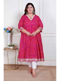 Miravan - Pink Printed Regular Kurta