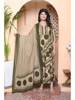 Miravan - Green Printed Regular Kurta with Dupatta