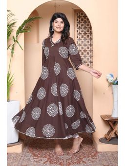 Miravan - Brown Printed Regular Kurta