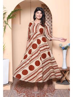Miravan - Brown Printed Regular Kurta