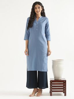 AMIRAS - Blue Solid Regular Kurta