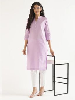 AMIRAS - Mauve Solid Regular Kurta