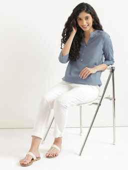 AMIRAS - Blue Solid Regular Kurti