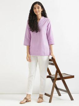 AMIRAS - Lavender Solid Regular Kurti