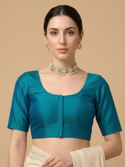 SALWAR STUDIO - Blue Solid Regular Stitched Blouse