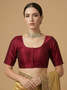 SALWAR STUDIO - Maroon Solid Regular Stitched Blouse
