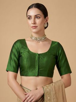 SALWAR STUDIO - Olive Solid Regular Stitched Blouse