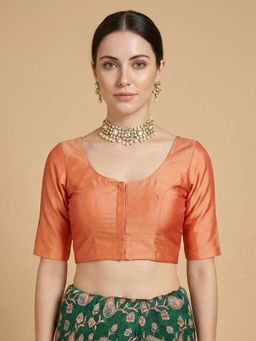 SALWAR STUDIO - Rose Gold Solid Regular Stitched Blouse