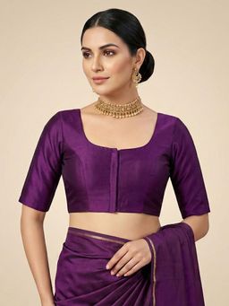 SALWAR STUDIO - Wine Solid Regular Stitched Blouse