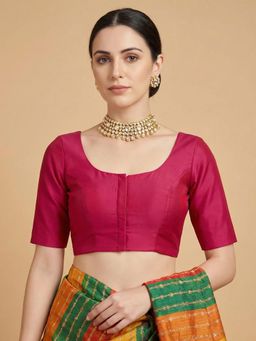 SALWAR STUDIO - Pink Solid Regular Stitched Blouse