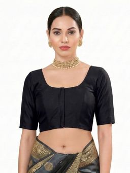 SALWAR STUDIO - Black Solid Regular Stitched Blouse