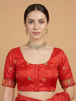 SALWAR STUDIO - Red Embroidered Regular Stitched Blouse