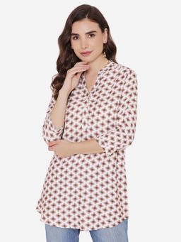 Bonjour - White Printed Regular Kurti