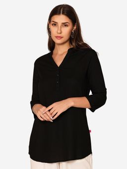 Bonjour - Black Solid Regular Kurti