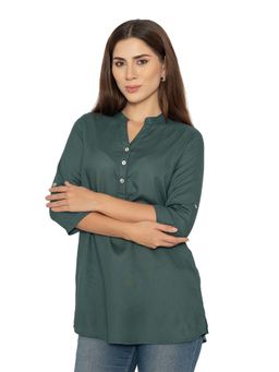 Bonjour - Green Solid Regular Kurti