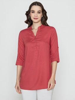Bonjour - Red Solid Regular Kurti